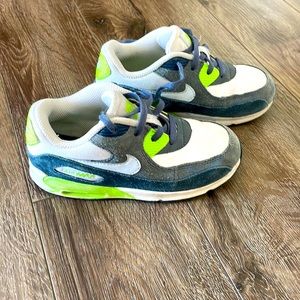 Cute grey, white, and neon green air max Nikes